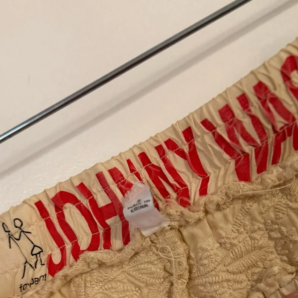 Johnny Was Vegan Silk Lace Print Textured Cream Cargo Cropped Joggers Size Small - Picture 5 of 9